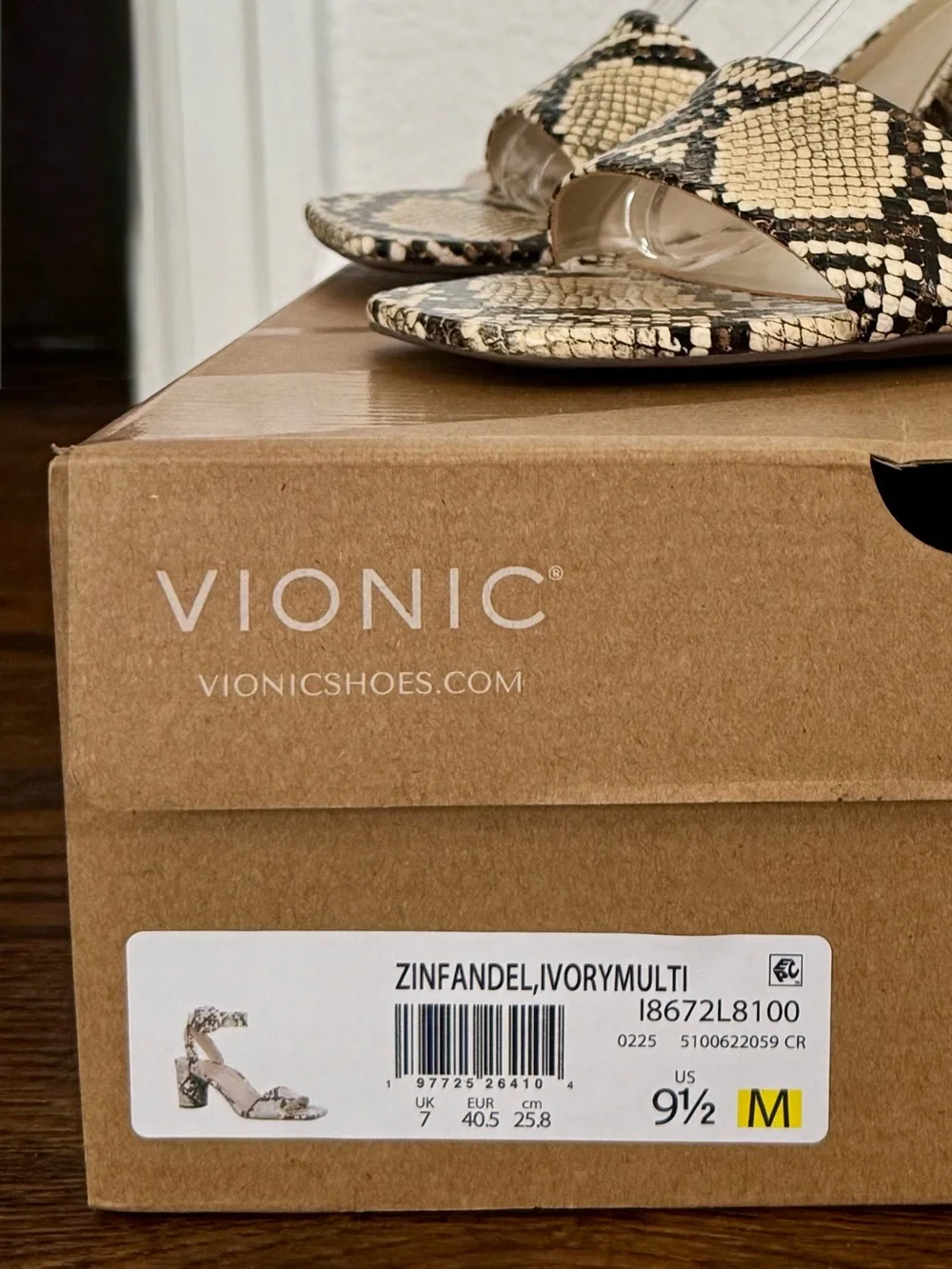 NEW in box - Vionic Snake-Print Block Heel Sandal with arch support